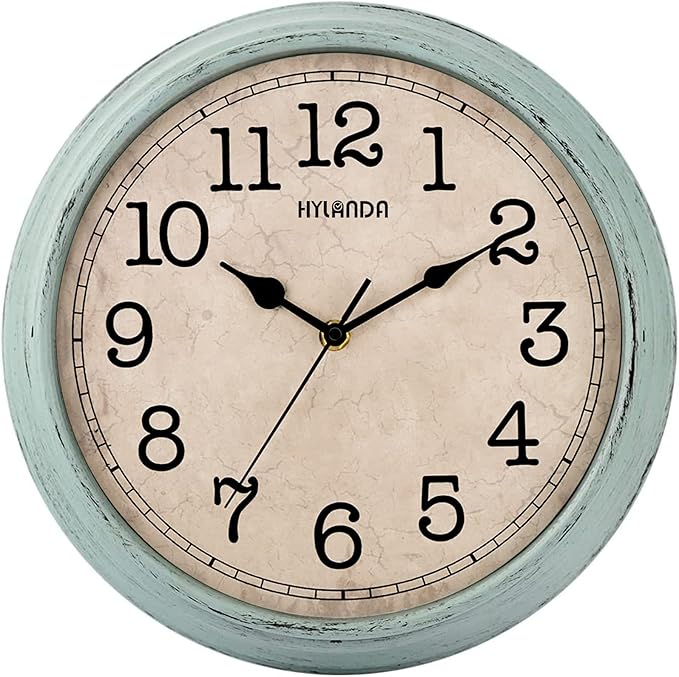 HYLANDA 12 Inch Wall Clock, Silent Non-Ticking Decorative Battery Operated with Large Numbers & HD Glass, Easy to Read for Kitchen/Living Room/Bathroom/Bedroom/Office