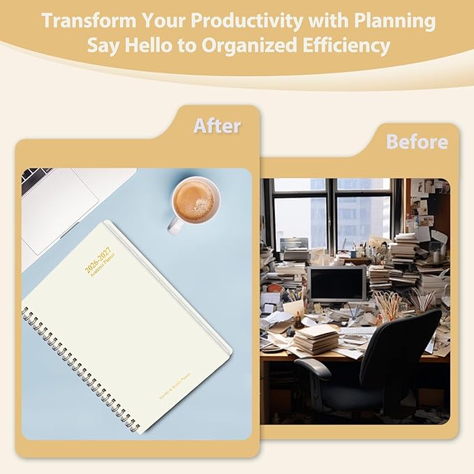 Planner 2026-2027, Weekly and Monthly Academic Planner, July 2026 - June 2027, Hardcover Calendar Agenda Book for School Year Planning, School Supplies for Teacher and Student, A5(6.3'' x 8.5'')