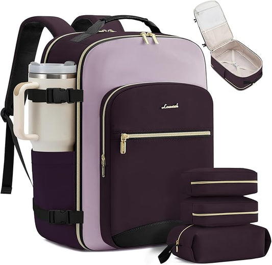 LOVEVOOK 40L Travel Backpack for Women & Men, Airline Approved Carry On Luggage with 3 Packing Cubes, TSA Overnight Bags, Waterproof Personal Item Bag, Weekender Essentials Backpacks fits 17" Laptop