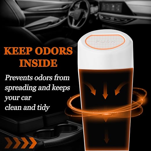 Car Trash Can with Lid, Leakproof Garbage Can with 40 Attached Trash Bags, Mini Essential Car Accessories for Interior for Car, Home, Office (White)