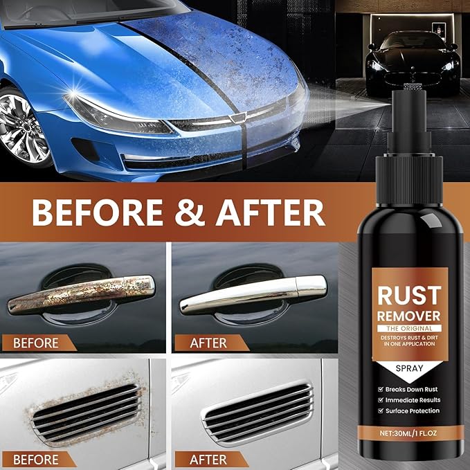 Rust Remover Spray for Metal, Multipurpose Rust Stain Remover, Fast-Acting Oxidation Remover, Heavy Duty Rust Dissolver for Metal