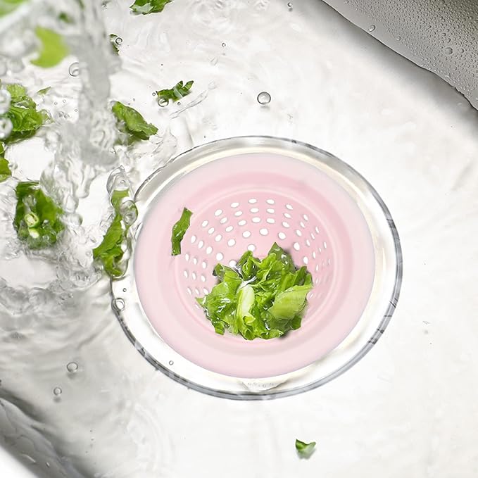 2 PCS Kitchen Stainless Silicone Sink Strainer, 4.5 inch Diameter… (Light Pink)