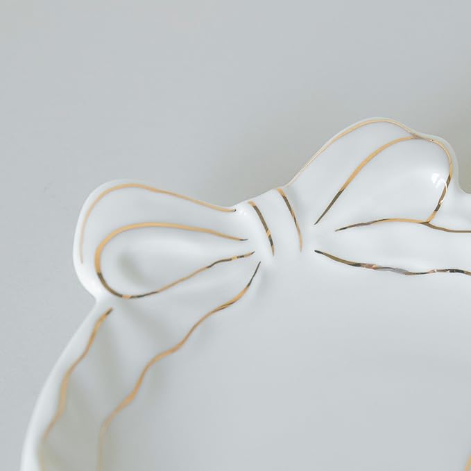 COLLECTIVE HOME - Personalized Initial Ceramic Jewelry Tray with Bow, Christmas Gift Ideas for Women, Small Gift for Girlfriend Wife, Ring Holder, Earrings Dish, Birthday Gift for Her (Z)