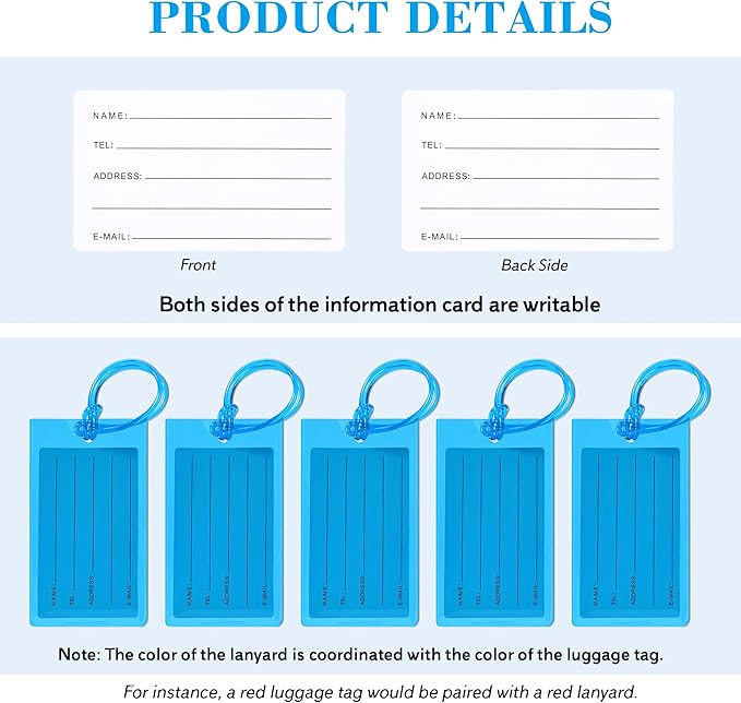30 Pack Luggage Tags for Suitcases, Airplane Travel Essentials for Flying, International Travel Must-Haves, and Luggage Accessories by Sodsay
