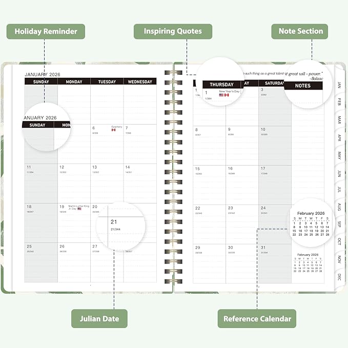 2026 Planner, Weekly and Monthly Calendar Academic Planner, Jan 2026 - Dec 2026, Planning Agenda Book for Desk Accessories and School Supplies - A5 (6.3'' x 8.5'')