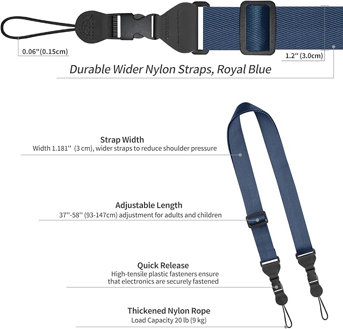 Nylon iPad Strap, Adjustable Camera Neck Strap, Comfortable Shoulder Strap for iPad, Cellphone Tablet, Camera, Laptop, Binocular, Luggage Bag(Royal Blue Universal Neck Lanyard)