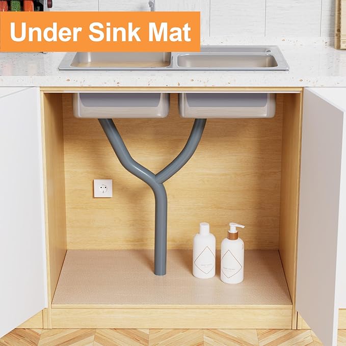24-inch Wide Cabinet Shelf Liner: Clear Waterproof Large Under Sink Mat - 24 in x 25 FT Translucent Easy to Cut Non-Adhesive Kitchen Drawer Mat for Pantry Shelves