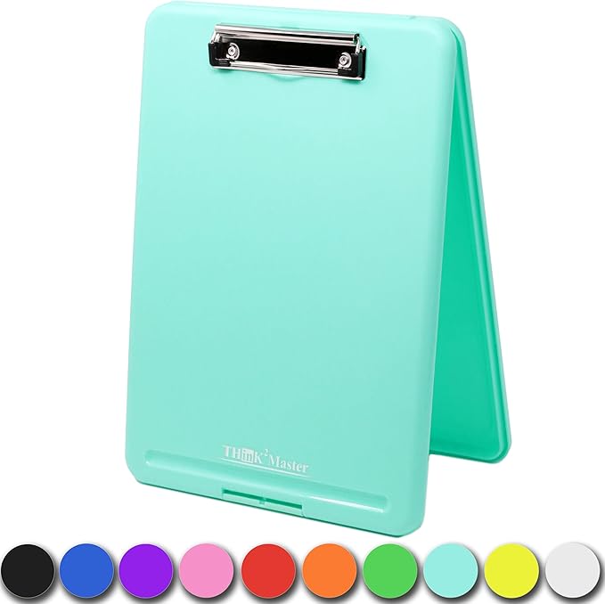 Think2Master Teal Plastic Storage Clipboard. | 25% Heavier & 25% Sturdier| Heavy Duty and Won’t Flex or Bend Like Other Brands (Compare The Weight). Storage Compartment Holds 150 Letter Sized Paper.