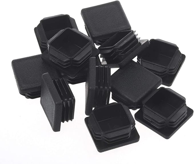 1 Inch Square Plastic Plugs, Pipe OD 1" x 1", Steel Chair Leg End Caps, Bar Stool Glides, Fence Plugs, Furniture or Fitness Equipment End Caps (12 Packs)