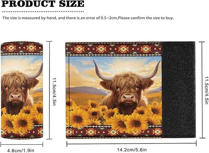 KUIFORTI Highland Cattle Sunflower Luggage Identifier for Suitcase Set of 2 Portable Handle Cover Reusable for Home Car