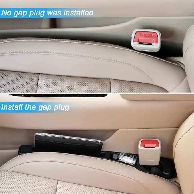 Hekmaden 4-Pack No-Drop Seat Guard - Universal Car Seat Gap Filler Blocker | Never Lose Phone, Keys, or Credit Cards Again Between Seat & Console (4)