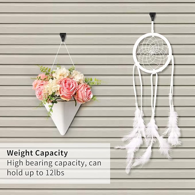 Biaungdo 6 Pcs Heavy Duty Stainless Steel Black Vinyl Siding Hooks, No Hole Needed Low Profile Siding Clips for Hanging Wreath, Outdoor Christmas Decorations