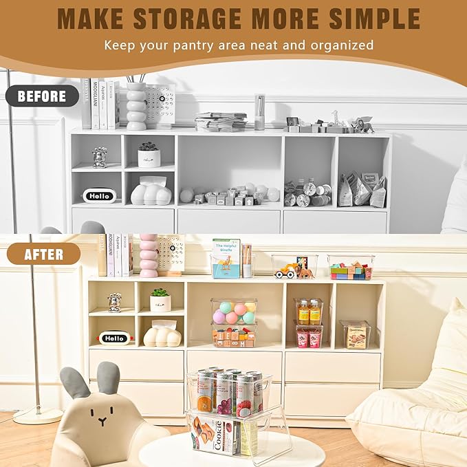 12 Pack Medium Stackable Storage Boxes for Storage and Organization, Clear Storage Bins with Lids, Plastic Storage Containers with Lids, Plastic Bins with Handles for Office, Bedroom, Study Room