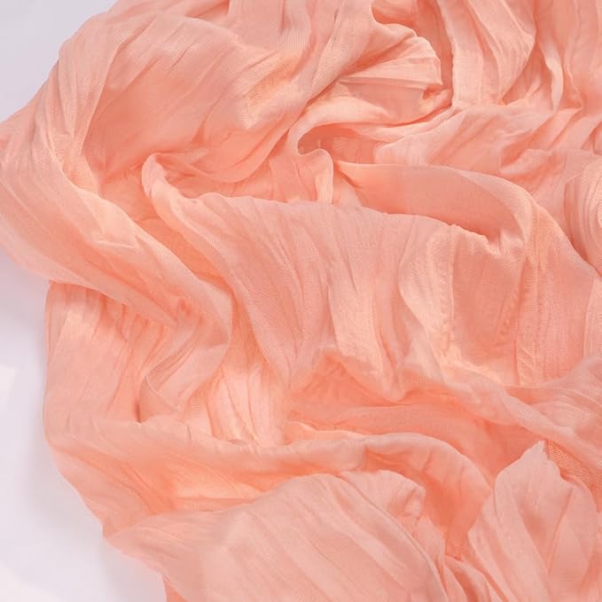 Socomi 2pcs Coral Peach Summer Cheesecloth Table Runner Boho Rustic Gauze 120 inch 10FT Cheese Cloth Sheer Runner for Wedding Party Baby Shower Birthday Home Decor Holiday Decorations