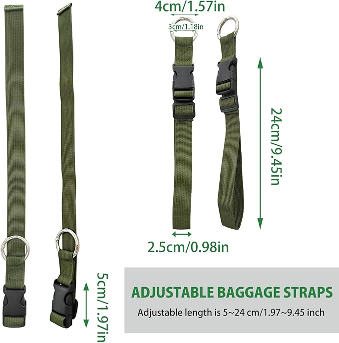 3PCS Add a Bag Luggage Strap Jacket Gripper, Luggage Straps Carry-on Baggage Suitcase Straps Belts Travel Accessories,Carry Your Extra Bags(Army Green)