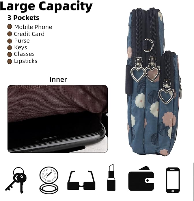 JANKS Small Crossbody Bag for Women - Mini Phone Purses with Crossbody Strap and Wallet - Nylon Arm Bag