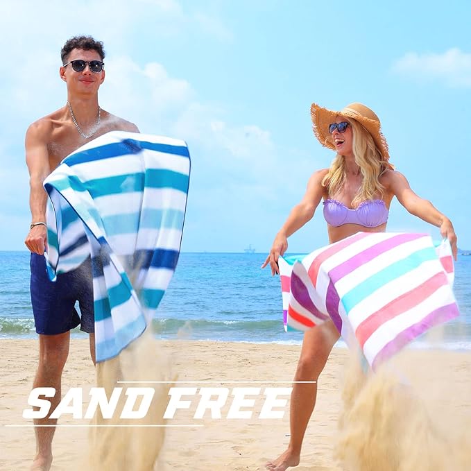 Exclusivo Mezcla Microfiber Quick Dry Beach Towel, Oversized Lightweight Sandfree Pool Towel for Swimming Camping Travel with Bag (Blue, 35x70 Inches)
