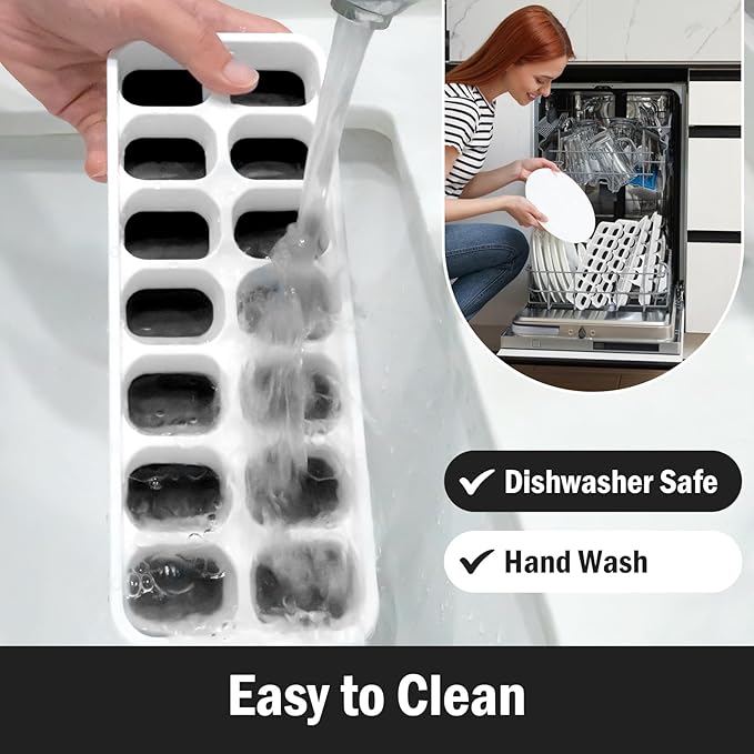 DclobTop Ice Cube Trays for Freezer - 4 Pack Easy to Release Plastic Silicone Ice Tray with Spill-Resistant Lids, Reusable Stackable for Cocktails, Drinks and Coffee, BPA-Free,Black