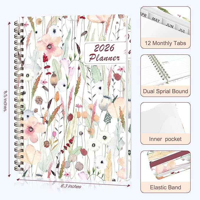 2026 Planner, Weekly and Monthly Calendar Academic Planner, Jan 2026 - Dec 2026, Planning Agenda Book for Desk Accessories and School Supplies - A5 (6.3'' x 8.5'')
