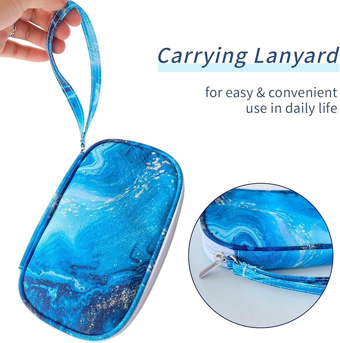 Electronics Organizer Travel Case, Cable Organizer Travel Essentials Tech Pouch,Suitable for Charger, Cable, Phone，Flash Drive,Blue Marble