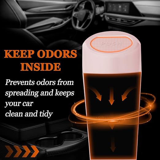 Car Trash Can with Lid-2Pack, Leakproof Garbage Can with 80 Attached Trash Bags, Mini Essential Car Accessories for Interior for Car, Home, Office（Sakura Pink）