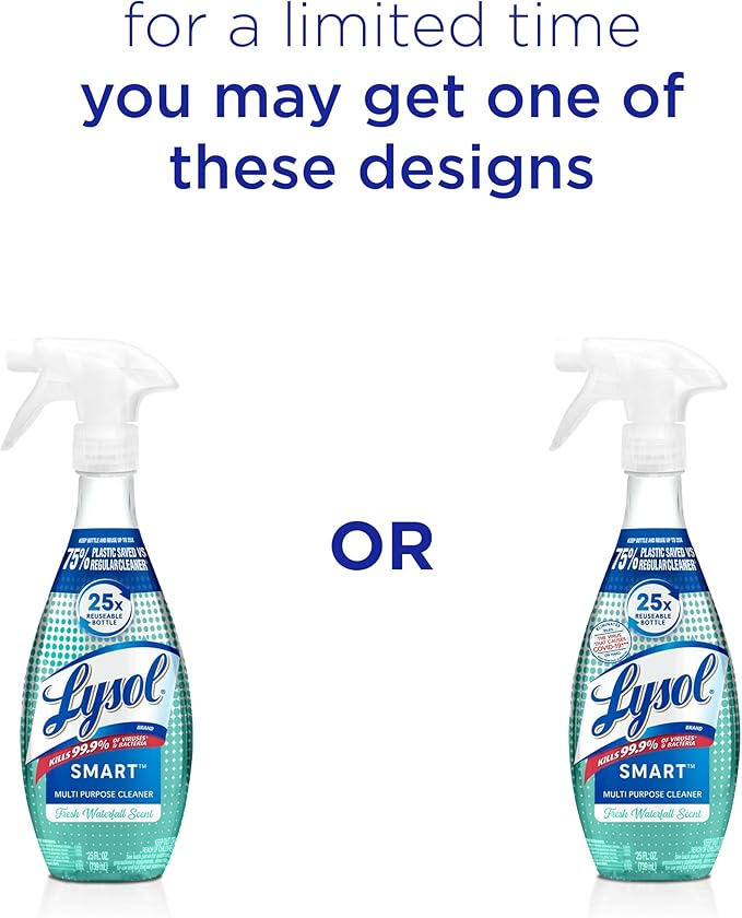 Lysol Smart Multi-Purpose Cleaner Kit, Clear, 5 Piece Set, Fresh Waterfall, 1 Count