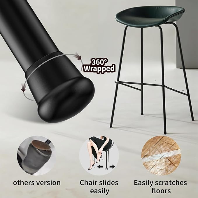 1 Inch Heavy Duty Rubber Chair Leg Caps - 24 PCS Non-Slip Furniture Floor Protectors with Metal Inserts for Wood, Tile, Carpet - Fits Chairs, Stools, Bar Stools