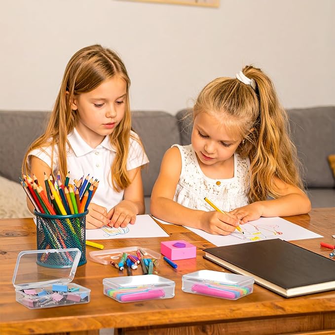 10 Pcs Mini Plastic Storage Containers Box with Lid, 2.9x2x0.78 Inches Clear Rectangle Box Bead Organizer Board Game Storage for Collecting Small Items Beads Playing Cards, Business Cards, Crafts