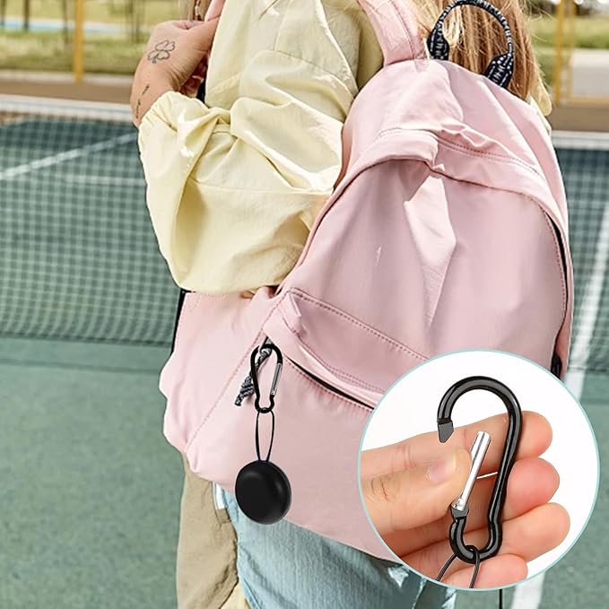 4PCS Mini Earplug Storage Case with Keychain Clip, Blue and Black