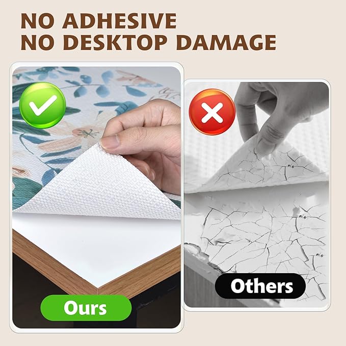 Drawer and Shelf Liner for Kitchen Cabinet,Non Adhesive Anti-Slip Double Layer PVC Waterproof Easy Clean for Dresser Bathroom Refrigerator with Knife Tape Measure (17 in X 20 Ft Colored Flowers)