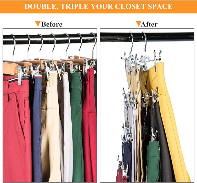 Clothes Hanger Connector Hooks, Outfit Hangers, Hanger Extender Clips, Cascading Hanger Hooks, Velvet Huggable Hangers Accessory, Heavy Duty Space Saving for Closet 60 Pack (Ivory)
