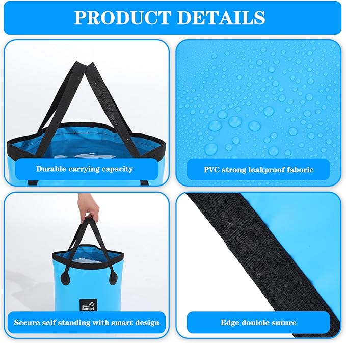 3 Pcs 5 Gallon Bucket Collapsible Foldable Bucket with Handle 20L Outdoor Water Buckets Collapsible for Camping Fishing Hiking to Hold Water Folding Container Carry Bag Lightweight