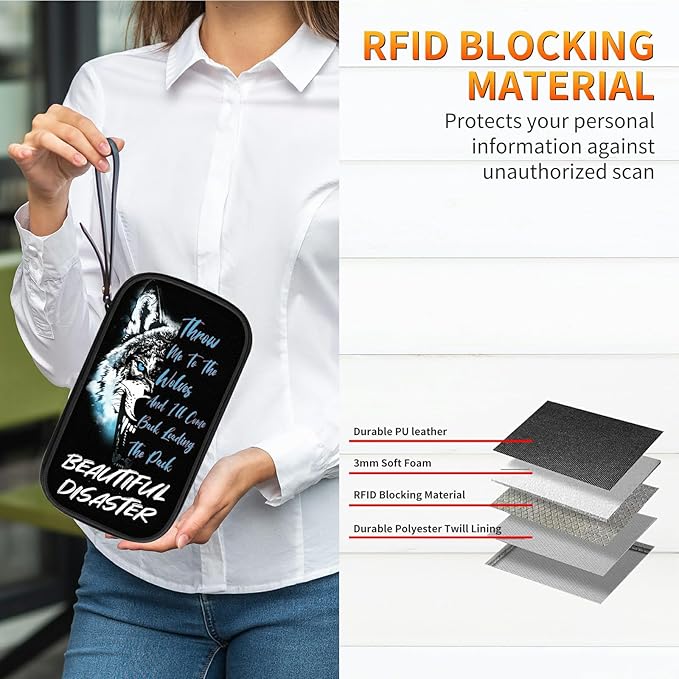 Wolf Black Multiple Passport Holder for Family, Travel Passport Wallet RFID Blocking Waterproof Bag Document Organizer withWrist Strap, Family Passport Holder for 8 to 10