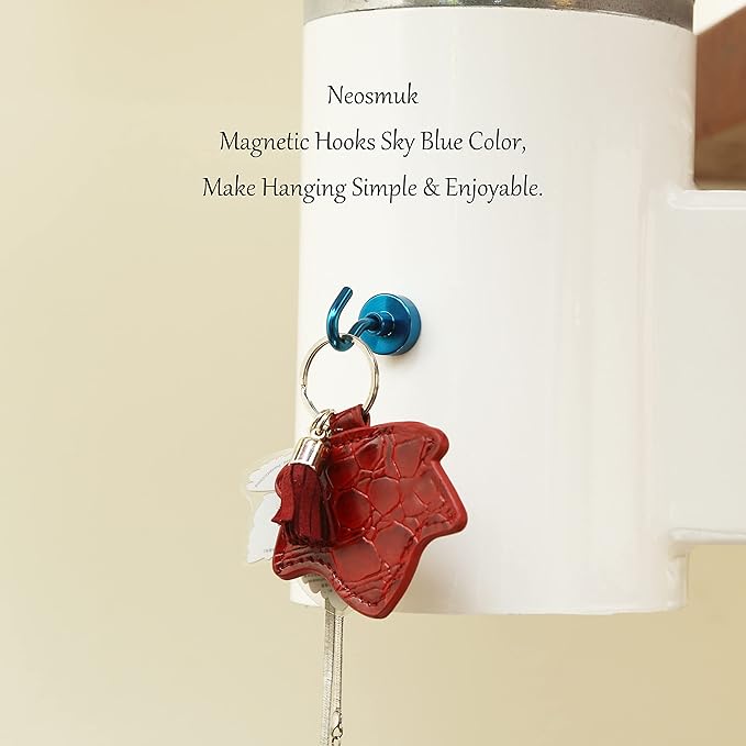 Neosmuk Magnetic Hooks, Heavy Duty 30lb+ Strong Magnet Hook for Cruise Cabins, Cruise Ship Essentials for Hanging, Metal Wall Refrigerator Hangers (RoyalBlue, 15 Pack)