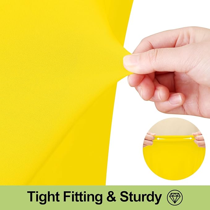 Smiry Spandex Tablecloth 2 Pack, Elastic Fitted Stretch Tablecloth for 8FT Rectangle Tables, Waterproof Washable Table Cover Skirt for Wedding, Banquet & Parties (Yellow, 96Lx30Wx30H Inch)