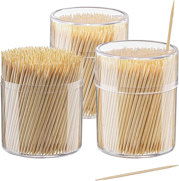 Comfy Package [1500 Count] Bamboo Toothpicks Wood, Round Double-Pointed Tooth Picks Wooden - Toothpicks for Appetizers, Fruits and Teeth Cleaning