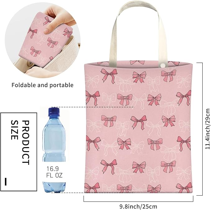 Cute Car Trash Can, Hanging Canvas Car Back Seat Organizer and Storage Bag, Funny Car Trash Bag for Travelling, Outdoor Cute Pink White Bow