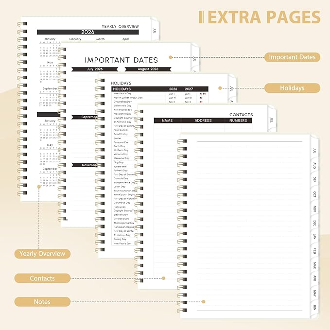 Planner 2026-2027, Weekly and Monthly Academic Planner, July 2026 - June 2027, Hardcover Calendar Agenda Book for School Year Planning, School Supplies for Teacher and Student, A5(6.3'' x 8.5'')