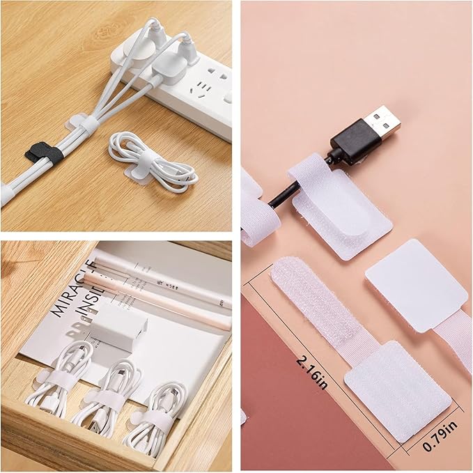 ELII 300PCS Cable Management Kit,4 Cable Sleeve 35 Cable Clips with 11Cord Holders,20 Roll Cable Organizer Straps and 200 Fastening Cable Ties,20 Cable Zip Tie Mounts for Under Desk