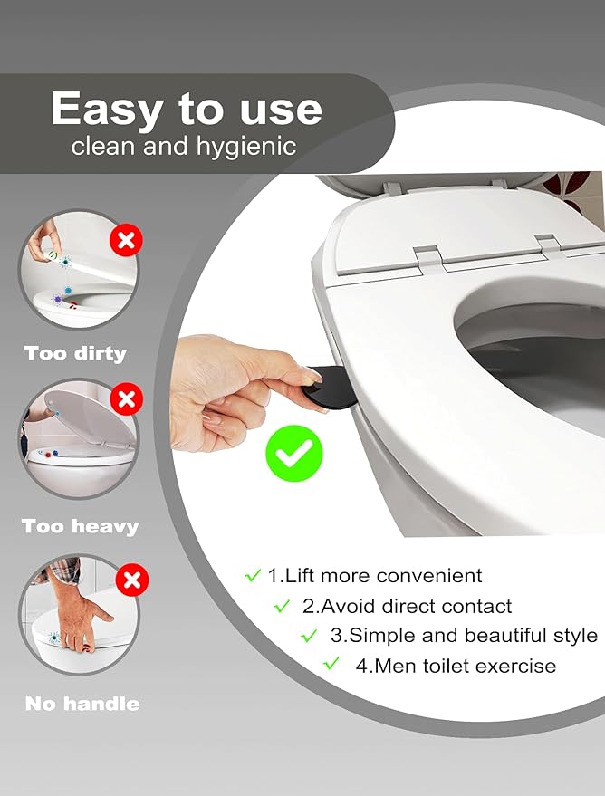 1pc-Black-Toilet Seat Lifter, Toilet Lid, Toilet Seat Handle to Lifter Toilet Cover Lifter, Avoid Touching Toilet Cover Handle Bathroom Accessories for Home, Office, Hotel
