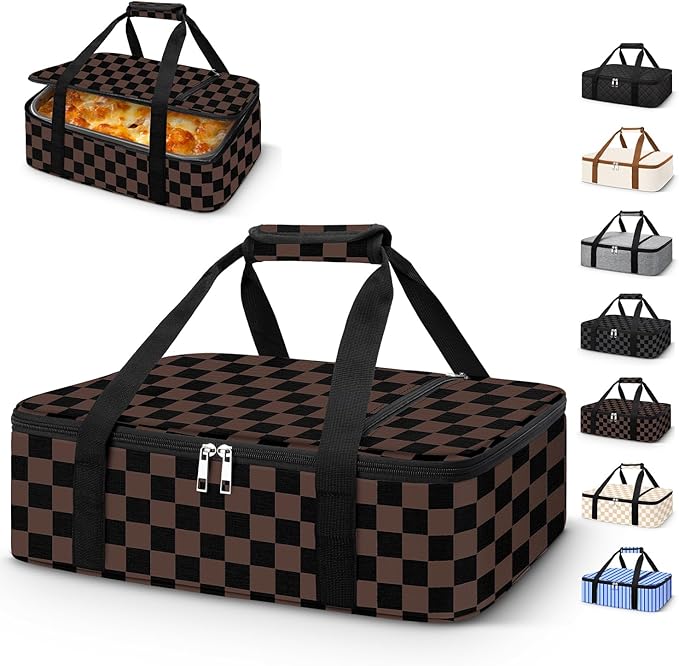 Coobiiya Insulated Casserole Carrier – Portable Tote for Hot or Cold Food, Large Warmer & Cooler Carrier Bag LunchBag, Fits 9" x 13" to 11" x 15" Baking Dish, Ideal for Potluck Parties Gatherings