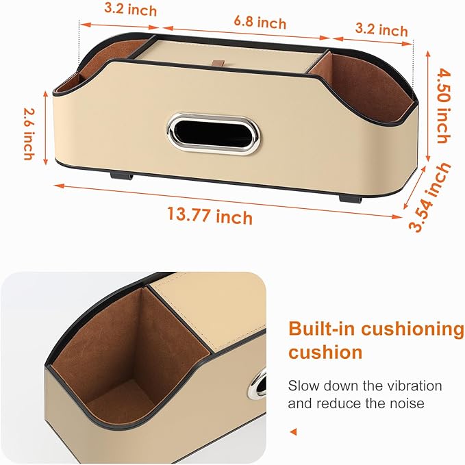 Sancaral Car Rear Backseat Extra Multifunctional Drink Cup Holder Organizers With Tissue Storage Box Organizer & Hooks For Car Seat Back.Beige