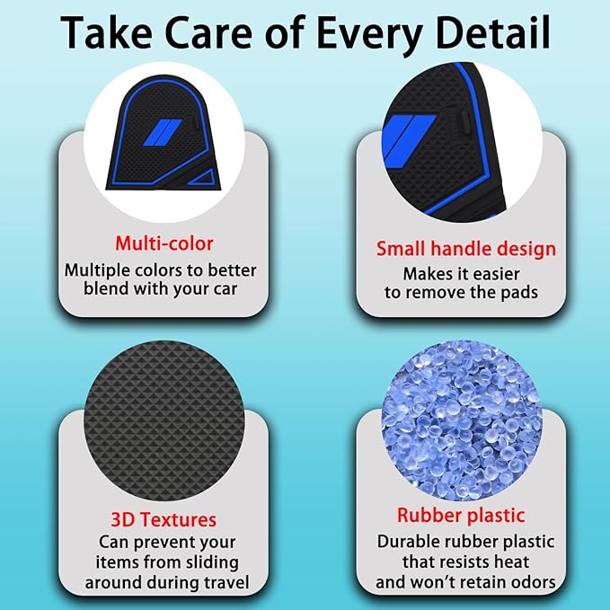 Center Console Liner for Dodge Durango 7-Seater Accessories 2021-2023 2024 2025 2026, Cup Holder Mat, Door Slot Pad, Coaster Trim, Non-Slip Dust Interior, Custom Rubber Insert (27pcs, Blue)