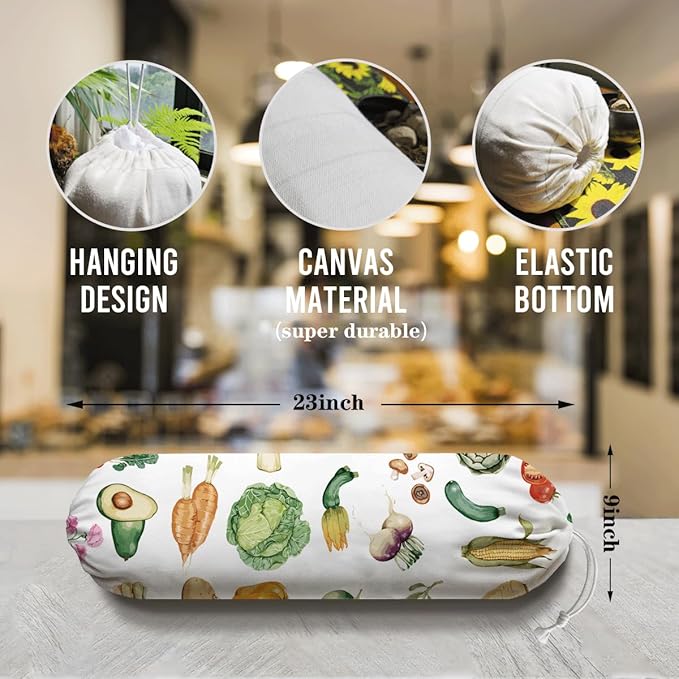 Vegetables Plastic Bag Holder, Grocery Bags Storage Holders, Reusable Shopping Bags Holder Dispenser for Kitchens, Farmhouse Kitchen Decor Gifts for Women, Kitchen Pattern Garbage Bag 47