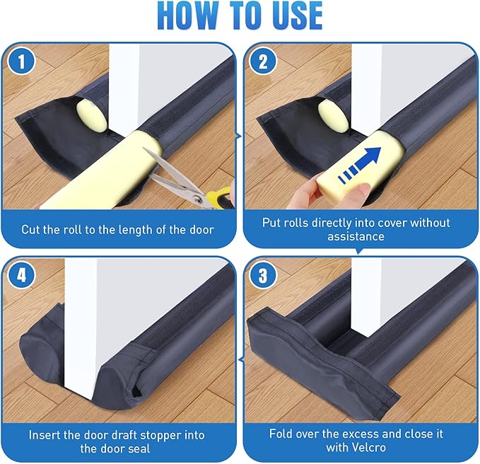 BlissTrends Door Draft Stopper Covers Gaps up to 2.36", Draft Stopper for Bottom of Door Soundproof, Windproof, Dustproof, Block Light, Insect Resistant, Under Door Draft Stopper 36 Inch (Grey)