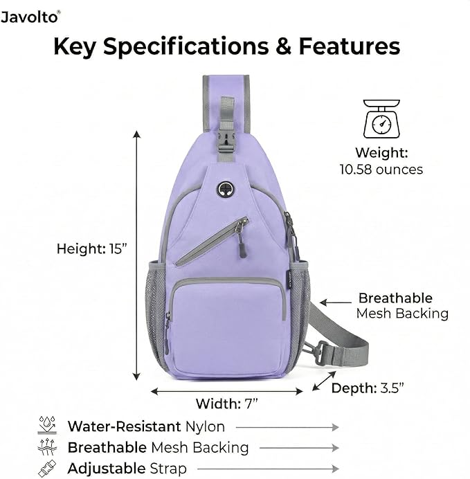 Sling Bag for Men Crossbody Backpack, Small Sling Backpack Mens Shoulder Bag, Casual Daypack Hiking Bag for Travel