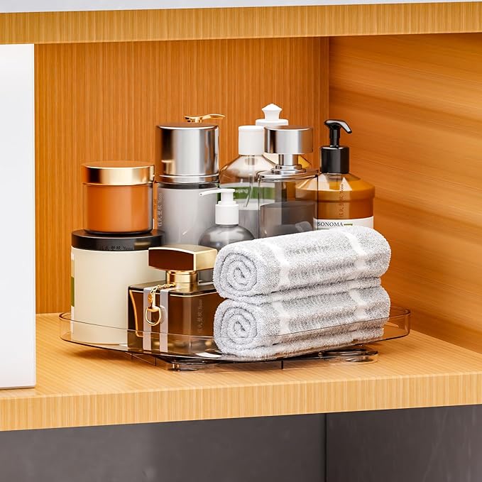 Yieach Clear Refrigerator Lazy Susan Turntable,11.9''x10.2'',Square Fridge Turntable Organizer,Large Rotating Fridge Tray for Kitchen,Countertop,Pantry,Cabinet,Jars and Condiment Organizer,Pack of 2