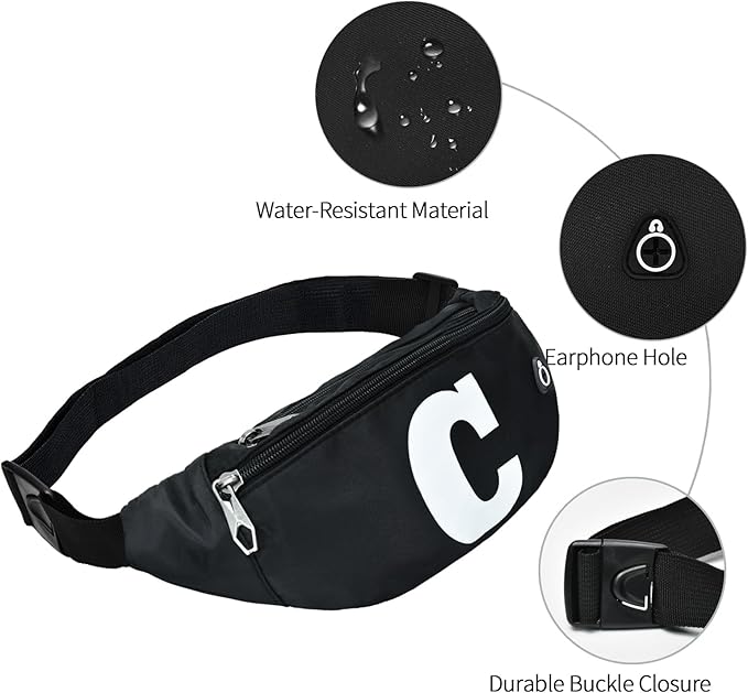Fanny Packs for Men and Women, Waterproof Sports Waist Pack Bag for Travel Hiking Running Hands-free