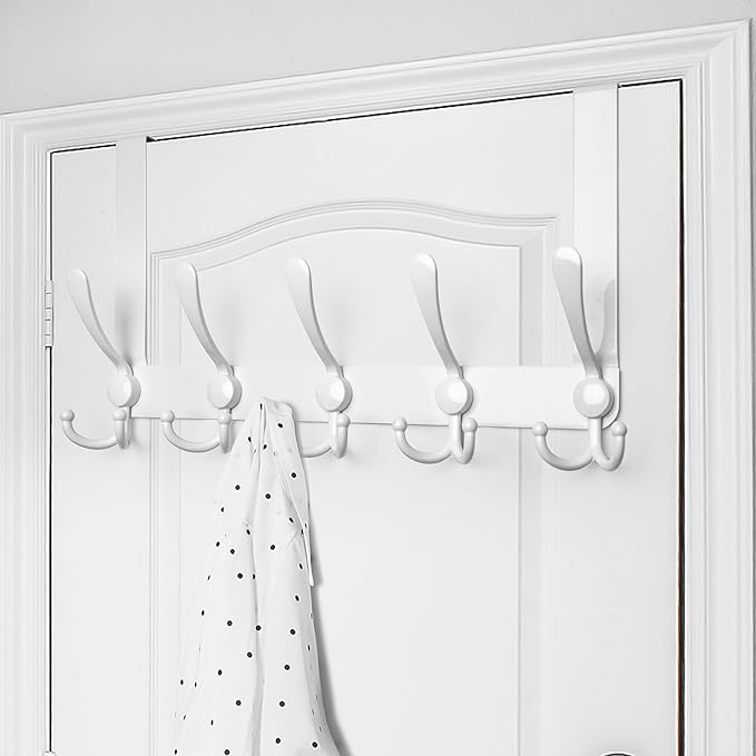 WEBI Over The Door Hooks,Over Door Hanger,Triple Door Hooks for Hanging White Over The Door Towel Rack,Door Coat Hanger,Over Door Coat Rack for Clothes,Towels,Bathroom,2 Pack