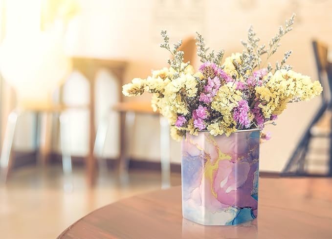 WAVEYU Pen Holder for Desk, Cute Ceramic Pencil Holder, Pen Cup Marker Holder Makeup Brush Holders, Desk Accessories & Workspace Organizers for Office, Home, Gold